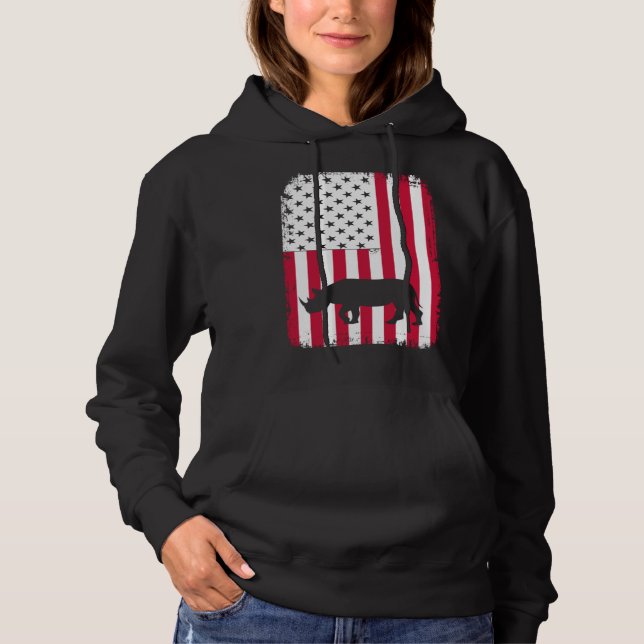 Memorial Day hippo hippopotamus patriotic usa flag Hoodie (Front)