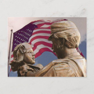Memorial Day Homecoming Statue American Flag, ZSSG Postcard