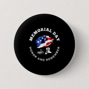 Memorial day honour and remember boots and flag Me 6 Cm Round Badge