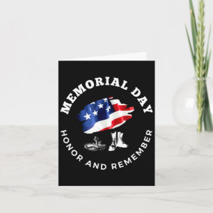 Memorial day honour and remember boots and flag Me Card