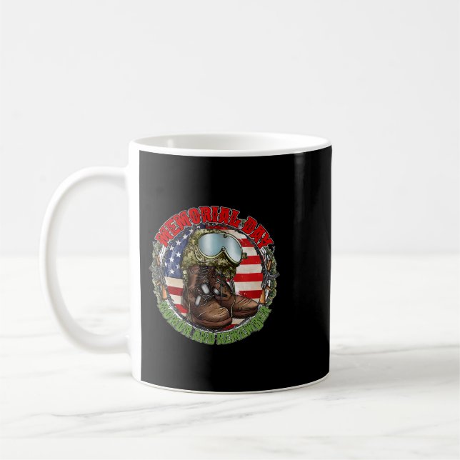 Memorial Day Honour And Remember Soldier Boots Ame Coffee Mug (Left)