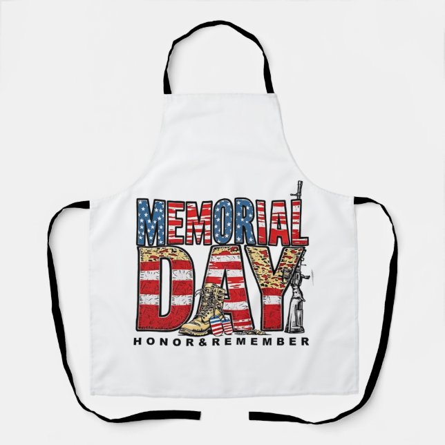 Memorial Day Honour & Remember US Flag Apron (Front)