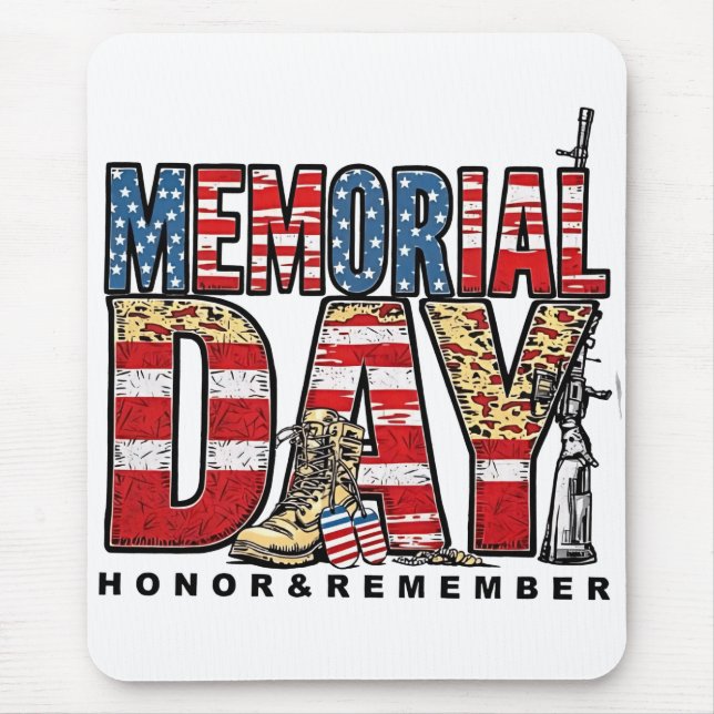 Memorial Day Honour & Remember US Flag Mouse Pad (Front)