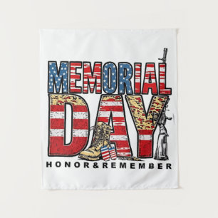Memorial Day Honour & Remember US Flag Tapestry