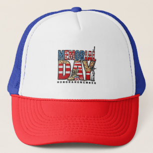 Memorial Day Honour & Remember US Flag Trucker Hat