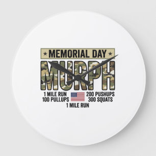 Memorial Day Murph Workout Vintage Vector Shirt_1 Large Clock