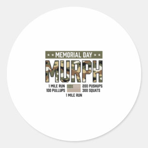 Memorial Day Murph Workout Vintage Vector Shirt (2 Classic Round Sticker