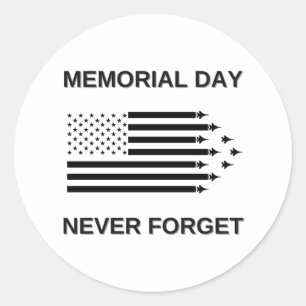 Memorial Day Never Forget   Stars and Stripes Classic Round Sticker