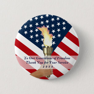 Memorial Day or Veterans Day Military Thank you 6 Cm Round Badge
