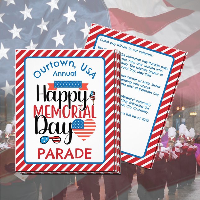 Memorial Day Our Town Parade Ceremony Invitation Flyer (Creator Uploaded)