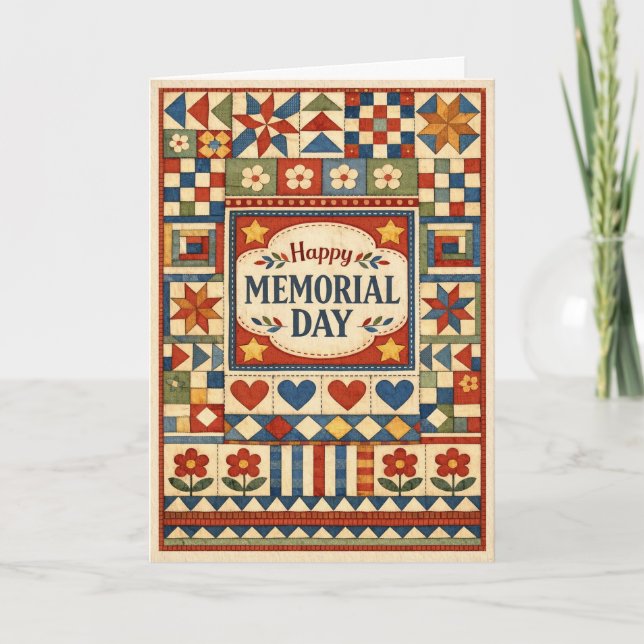 Memorial Day Patchwork Quilt  Card (Front)