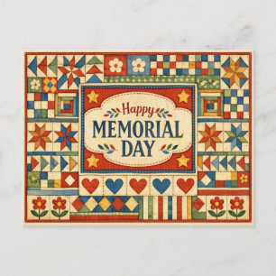 Memorial Day Patchwork Quilt Holiday Postcard