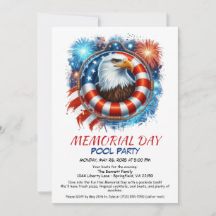 Memorial Day Pool Party   Summer Bash Invitation