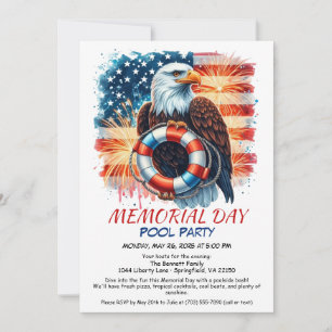 Memorial Day Pool Party   Summer Bash Invitation