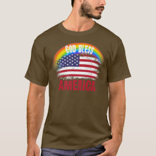 Memorial Day Rainbow American Flag LGBTQ - God Ble T-Shirt