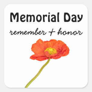 Memorial Day Red Poppy Square Sticker