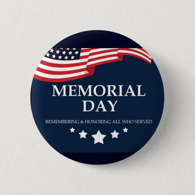 Memorial Day / Remember 6 Cm Round Badge (Front)