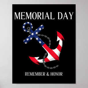 Memorial Day Remember and Honour America Flag Poster
