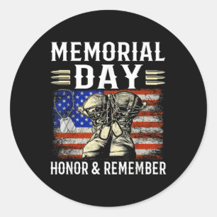 Memorial Day Remember And Honour American Flag Vet Classic Round Sticker