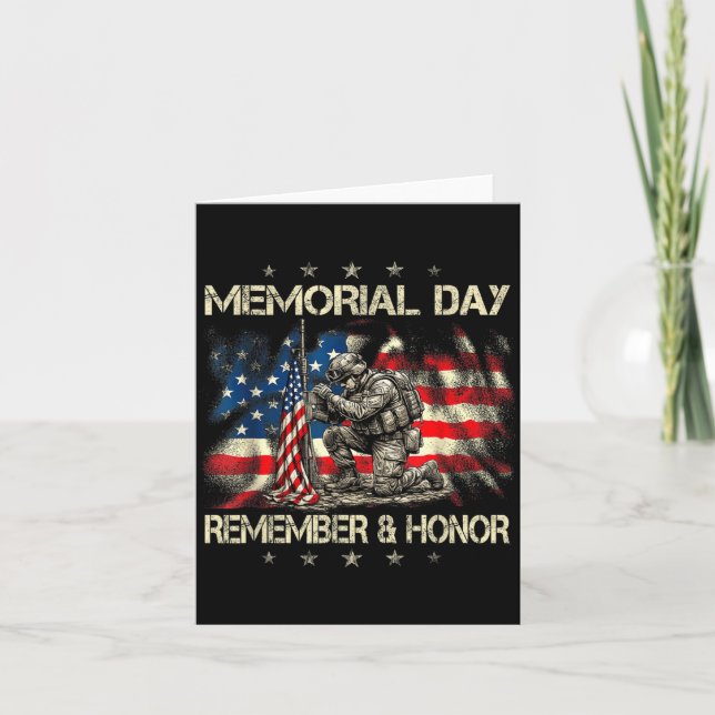 Memorial Day Remember And Honour Flag Military Card (Front)