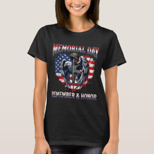 Memorial day remember and honour patriotic eagle T-Shirt