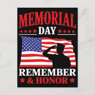 Memorial day remember and honour patriotic militar holiday postcard