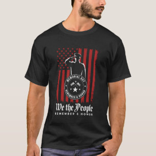 Memorial Day Remember and Honour Saluting Soldier T-Shirt