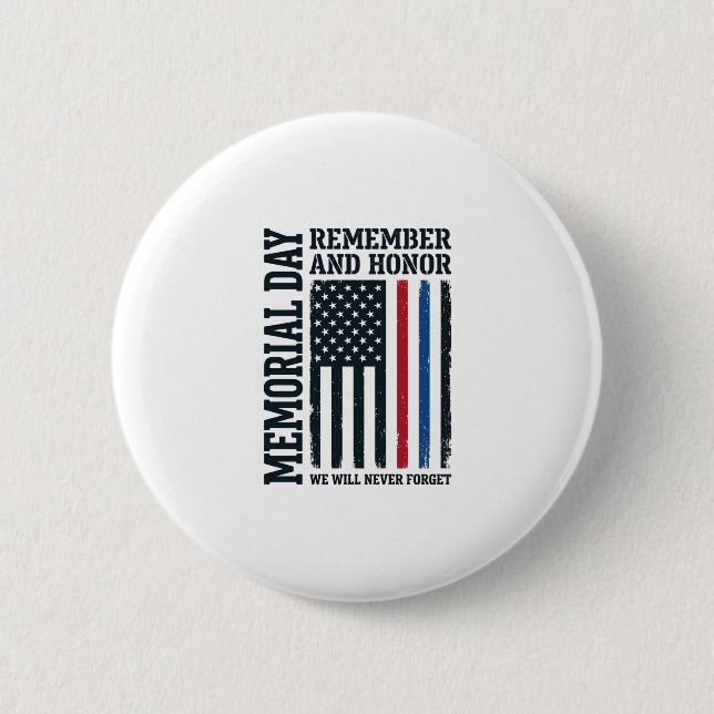 Memorial Day Remember And Honour Tribute Vector De 6 Cm Round Badge (Front)