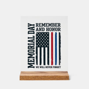 Memorial Day Remember And Honour Tribute Vector De Acrylic Sign