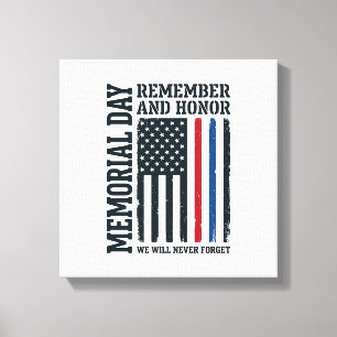 Memorial Day Remember And Honour Tribute Vector De Canvas Print