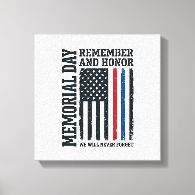 Memorial Day Remember And Honour Tribute Vector De Canvas Print (Front)