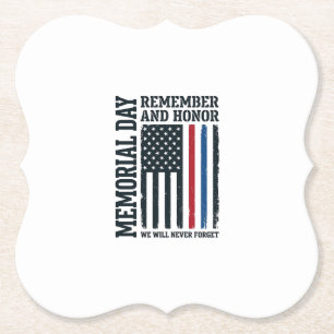 Memorial Day Remember And Honour Tribute Vector De Paper Coaster