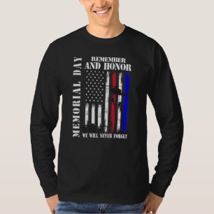 Memorial Day Remember Honour Never Forget Veteran  T-Shirt