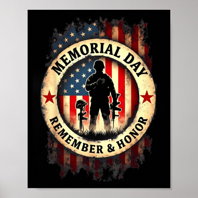 Memorial Day Remember Honour Partiotic Veterans In Poster (Front)