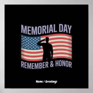 Memorial Day Remember & Honour Patriotic USA Flag Poster