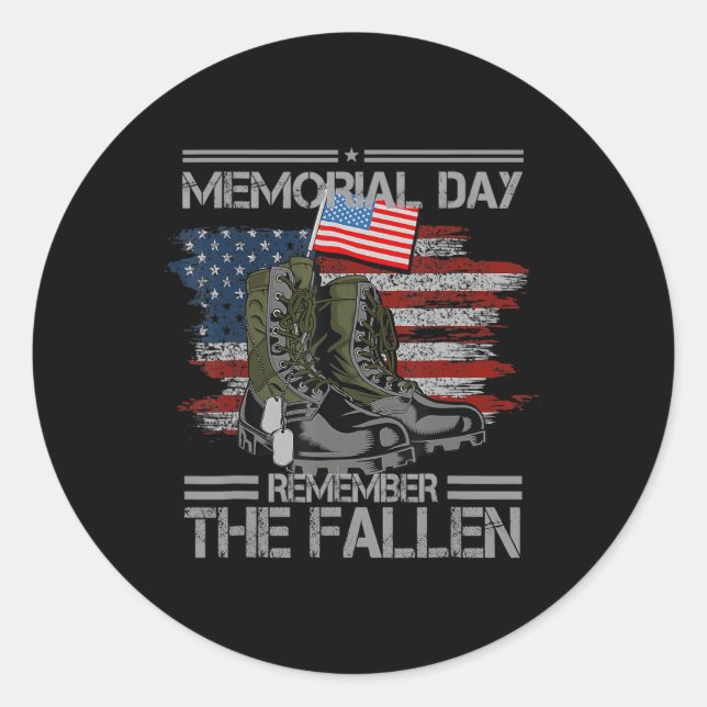 Memorial Day Remember The Fallen Veteran Military  Classic Round Sticker (Front)