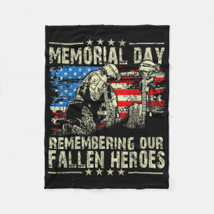 Memorial Day Remember The Fallen Veteran Military  Fleece Blanket