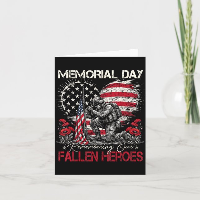 Memorial Day Remembering Fallen Heroes Flag Card (Front)
