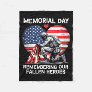 Memorial Day Remembering Fallen Heroes Patriotic Fleece Blanket