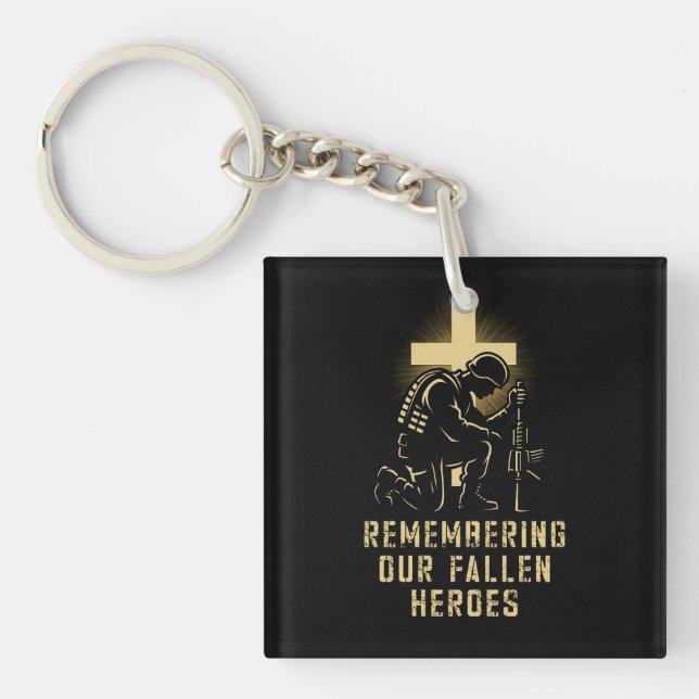 Memorial Day Remembering Our Fallen Heroes US Fait Key Ring (Front)