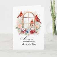 Memorial Day Remembrance Cardinals in Window