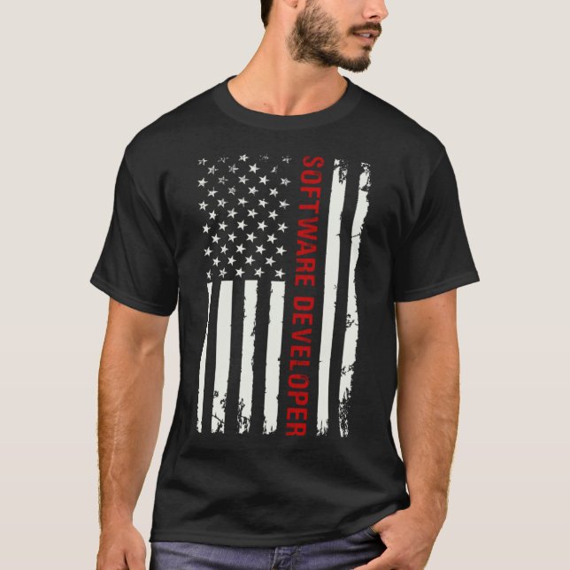 Memorial Day software developer patriotic usa flag T-Shirt (Front)