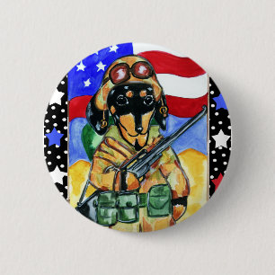 Memorial Day Soldier Dachshund 6 Cm Round Badge