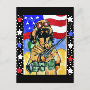 Memorial Day Soldier Dachshund Postcard