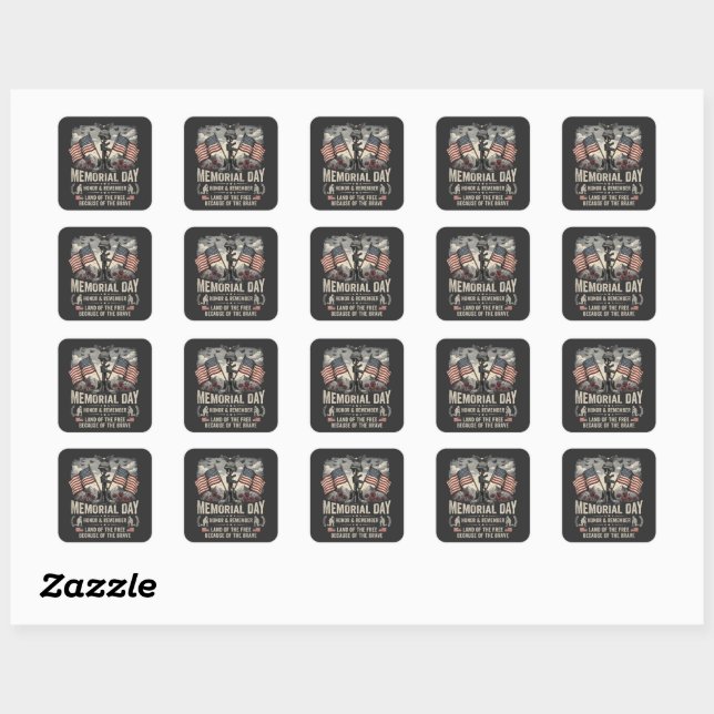 memorial day square sticker (Sheet)