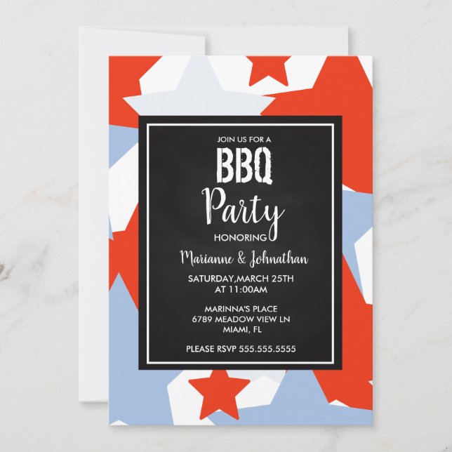 Memorial Day Stars Cook Out Party Grill Invitation (Front)