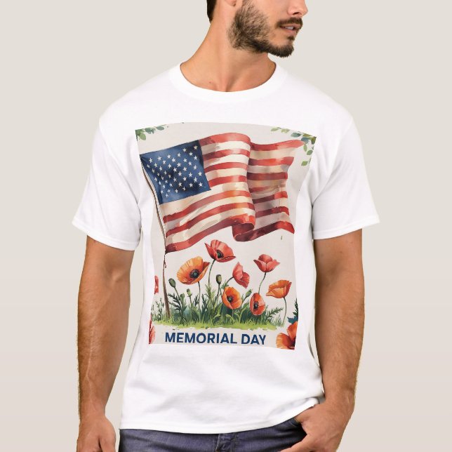 Memorial Day T-Shirt Patriotic USA Flag Shirt  (Front)
