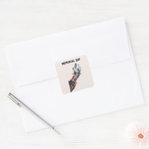 Memorial Day Tribute American Flag Design Square Sticker
