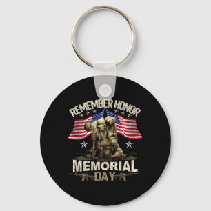 Memorial Day USA Flag Remember Honour Patriot Men Key Ring