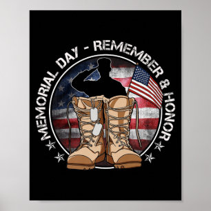 Memorial Day USA Flag Remember Honour Patriot Men Poster